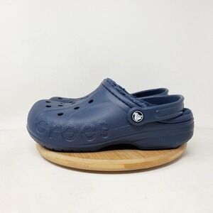 CROCS Baya Fleece‎ Lined Shoes Womens 7 Blue Clog Slip On Fuzzy Sandal